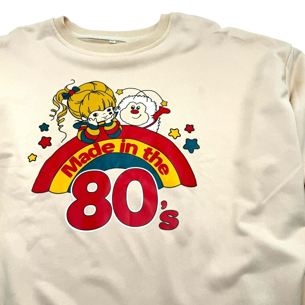 RAINBOW BRITE NEW Womens XXL Made In The 80’s Cream Sweatshirt Twink Sprite Cozy